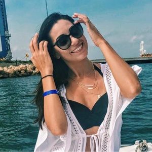 Kate Spade Women’s Cat Eye Black, White and Gold Sunglasses